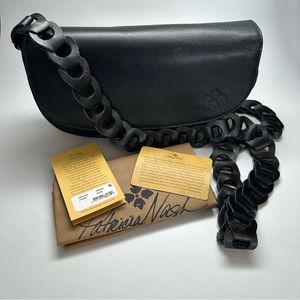 Patricia Nash Black Leather Crossbody Bag with Chain Strap